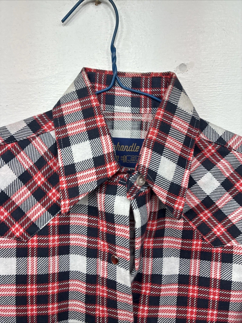 New Women’s Panhandle Slim Red Plaid Long Sleeve Pearl Snap Size 32 KK-67