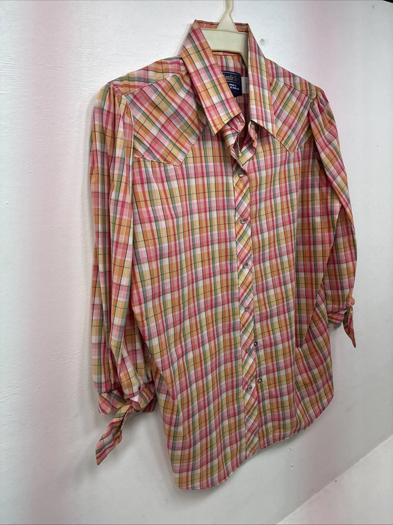 New Women’s Panhandle Slim Multicolor Plaid Long Sleeve Pearl Snap 16 X 38 II-18