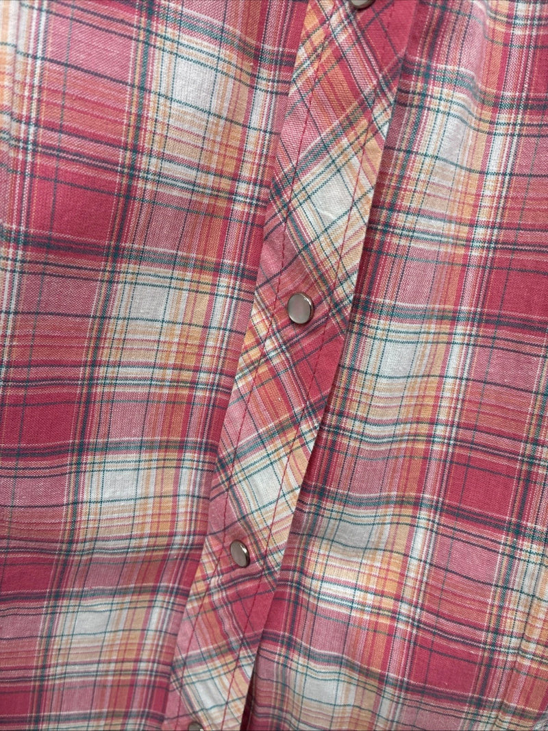 New Women’s Cumberland Pink Plaid Long Sleeve Pearl Snap Medium KK-109