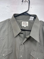 New Men’s ELY Cattleman Dark Siege Green Short Sleeve Pearl Snap 18.5 2XL M-28