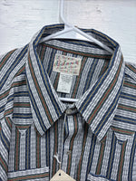 New Men’s RocketMount multicolor Stripe Long Sleeve Pearl Snap XL M-61