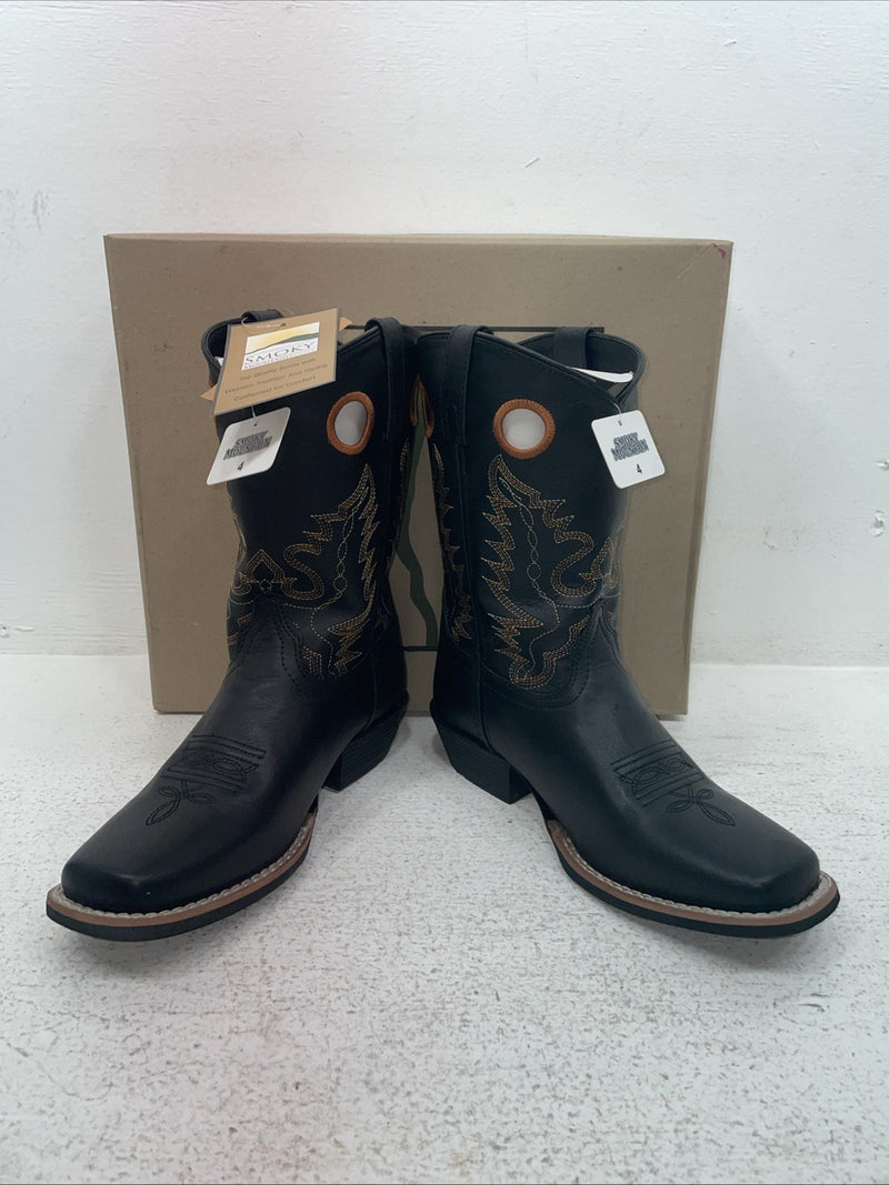 New Youth Black Smoky Mountain Cowboy Boots. 3242 Y 4. 2-171