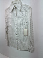 New Women’s Dickson Jenkins White Dottted Long Sleeve Pearl Snap Size 30 LL-92
