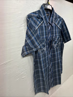 New Men’s ELY 1878 Plus Gray Plaid Short Sleeve Pearl Snap Large X-59