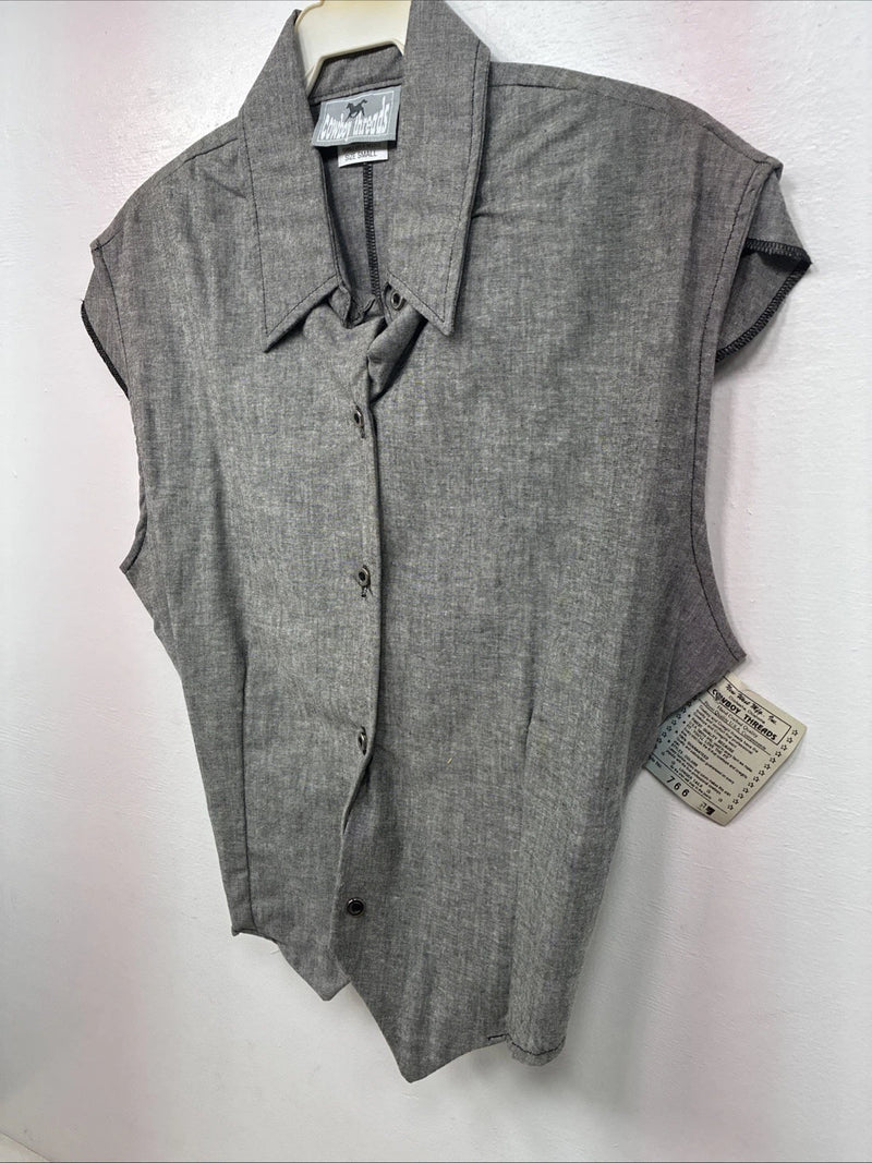 New Women’s Cowboy Threads Gray Sleeveless Button Up Size Small TT-46