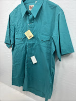 New Men’s ELY Cattleman Teal Short Sleeve Pearl Snap 16.5 Large M-42
