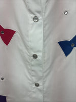 New Women’s H Bar C White Deigned Long Sleeve Pearl Snap Size 10 KK-32