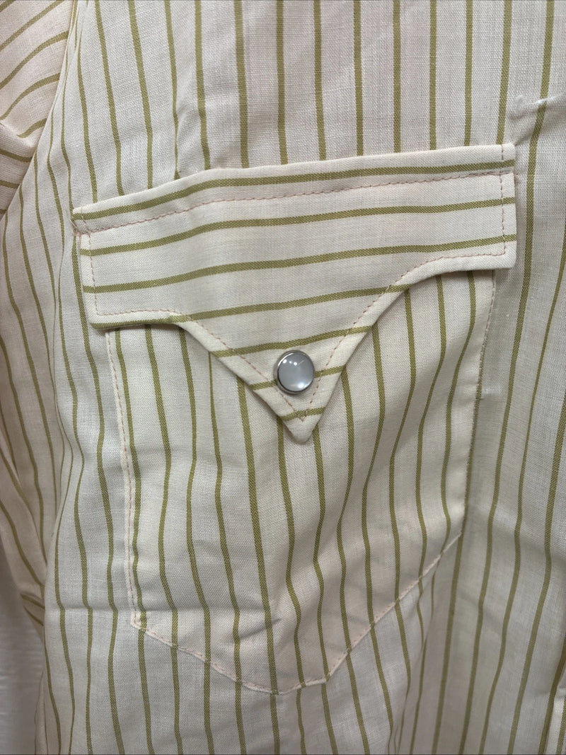 New Kids Miller Yellow Stripe Long Sleeve Pearl Snap Size XL CC-122