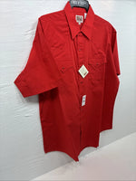 New Men’s ELY Cattleman Red Simple Short Sleeve Pearl Snap 17 XL J-22