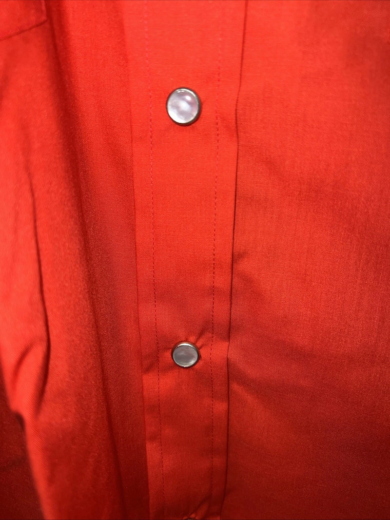 New Men’s Red HbarC Ranchwear Long Sleeve Pearl Snap Shirt. 17x35 XL S-8