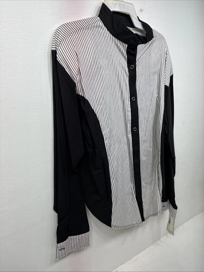 New Woman Cowboy Thread Black White Long Sleeve Button Up XL II-46