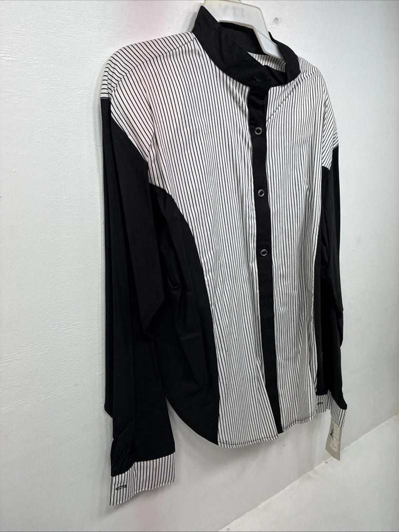 New Woman Cowboy Thread Black White Long Sleeve Button Up XL II-46