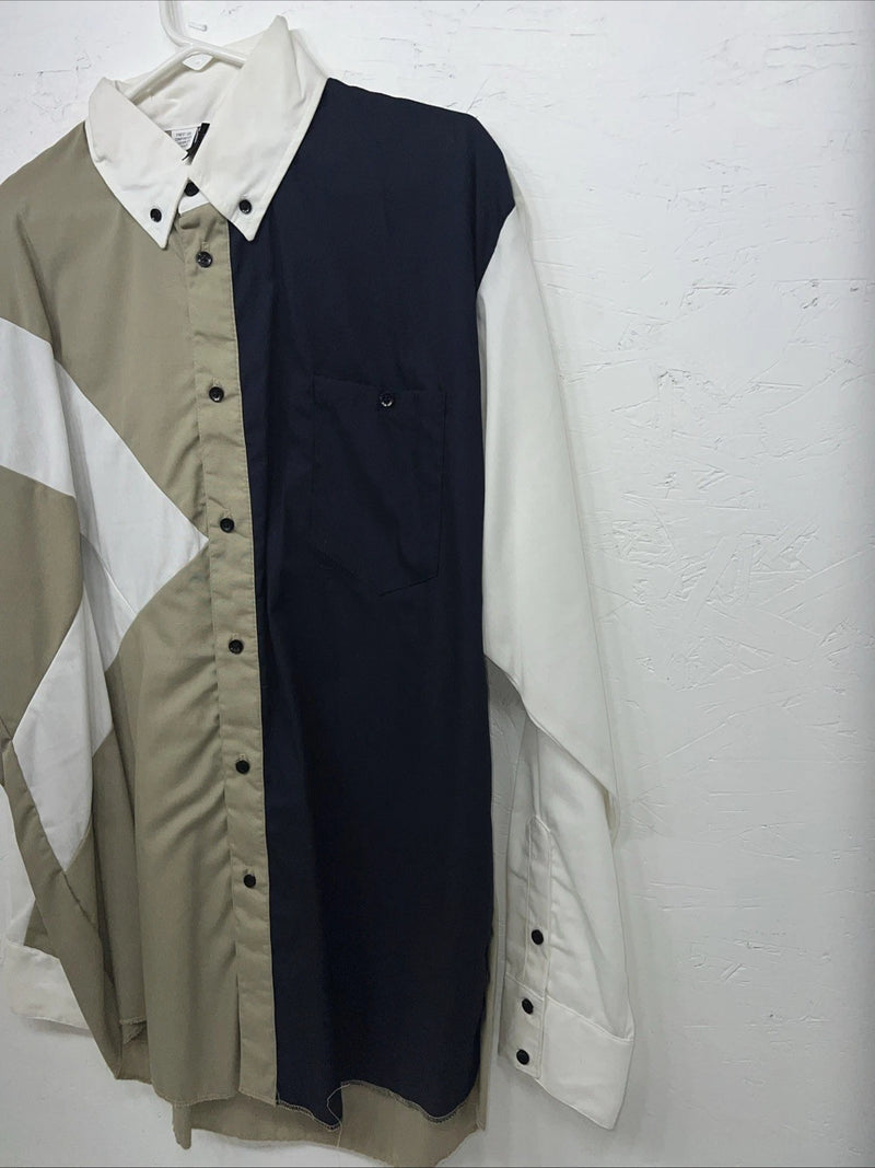 New Men’s Blue Tan Cowboy Threads Long Sleeve Button Up Shirt. Large S-26