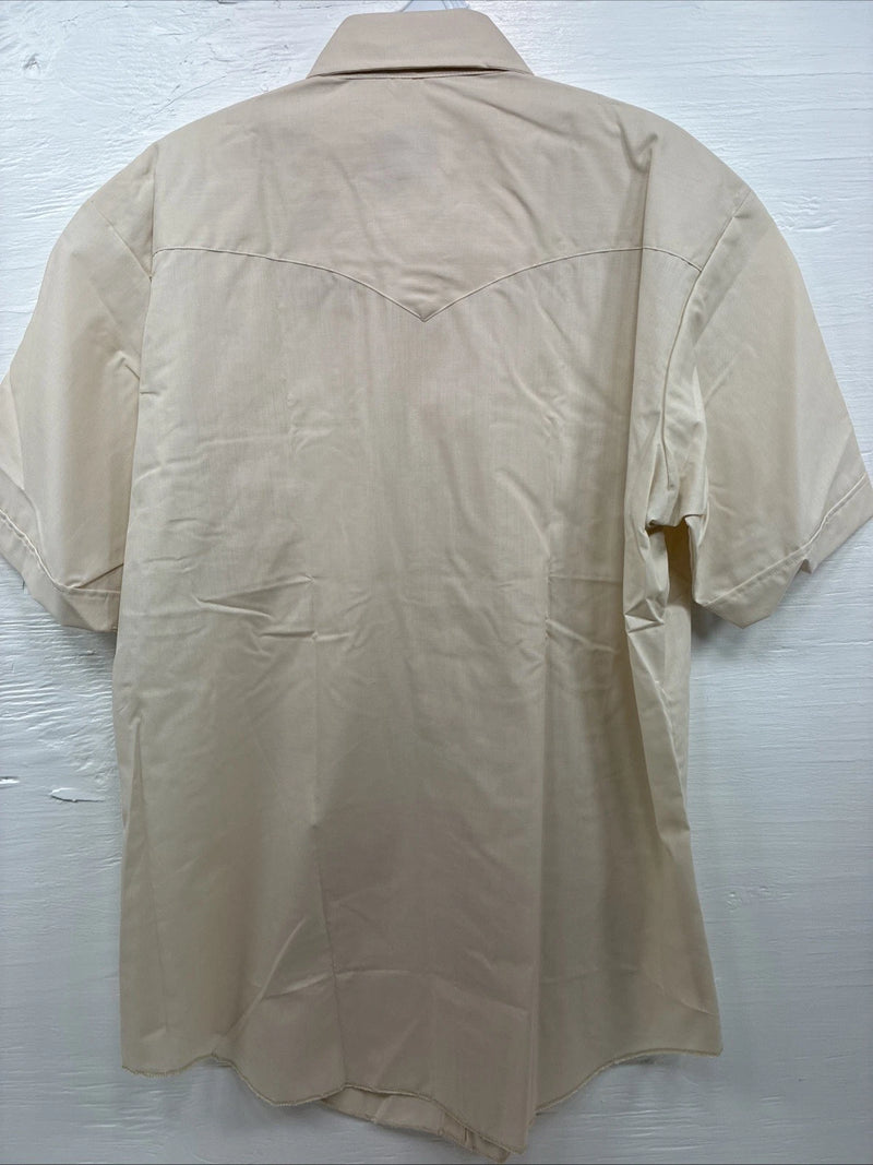 New Men’s H Bar C Tan Short Sleeve Pearl Snap Large J-80