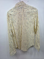 New Women’s White Horse Yellow Floral Long Sleeve Pearl Snap Medoum II-96