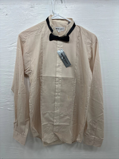 New Wayne Scott Tan Long Sleeve Button Up English Shirt Medium X-76