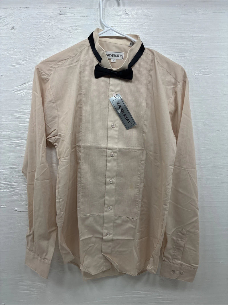 New Wayne Scott Tan Long Sleeve Button Up English Shirt Medium X-76