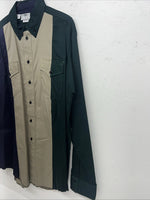 New Men’s Green Tan Blue Cowboy Threads Button Up Long Sleeve Shirt. Large P-27