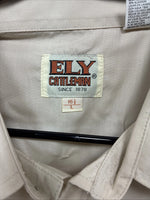New Men’s ELY Cattleman Tan Short Sleeve Pearl Snap 16.5 Large CC-7