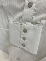 New Men’s White Horse White Stripe Design Long Sleeve Pearl Snap XL O-63