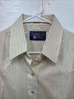 New Women’s Panhandle Slim Tan Stripe Long Sleeve Pearl Snap 16 XL DD-13 