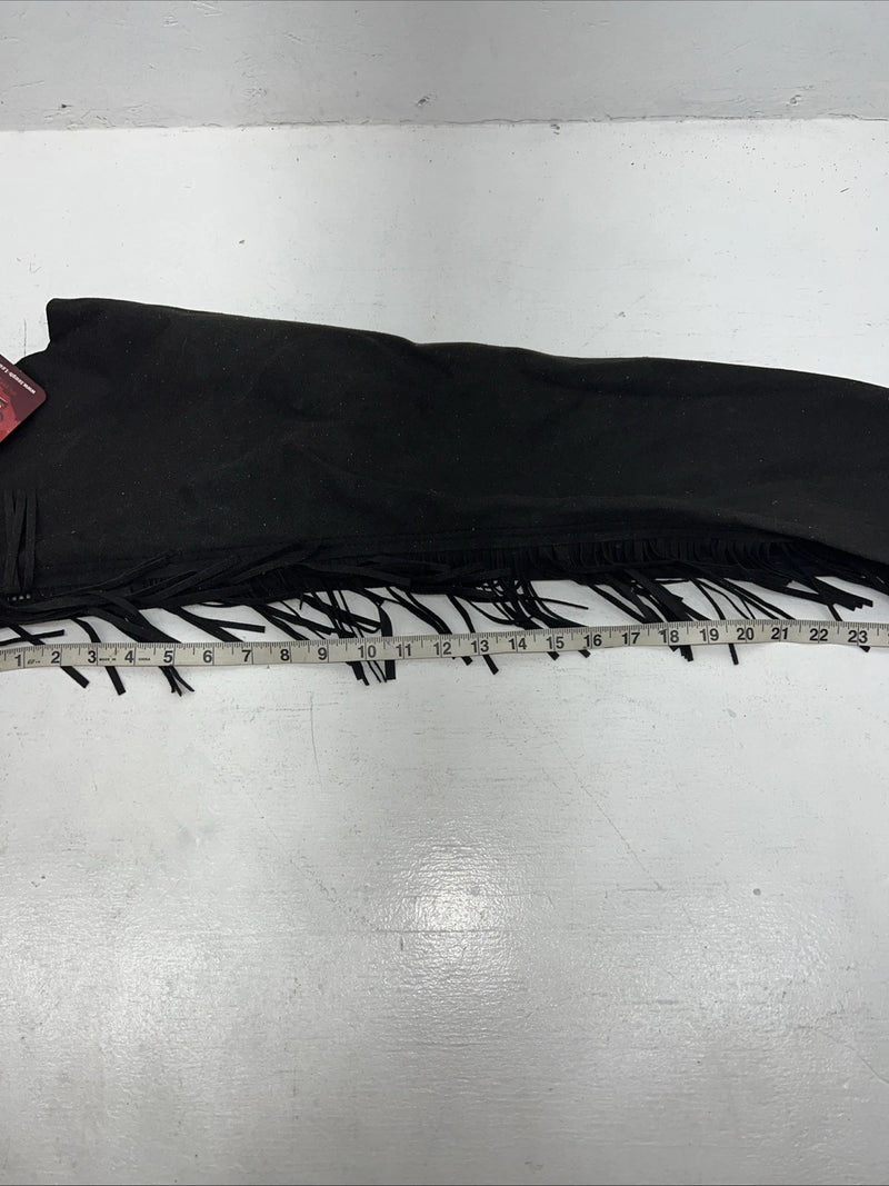 New Black Tough 1 Show Chaps With Fringe Adjustable Waist 40” N-32
