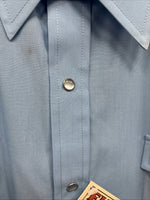 New Men’s ELY Cattleman Blue Western Short Sleeve Pearl Snap 18.5 2XL T-48