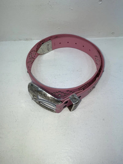 New Pink Genuine Leather Silver Bling L Belt #N3431630 Z-60