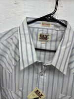 New Men’s ELY Cattleman White Stripe Like Short Sleeve Pearl Snap 3XL H-67