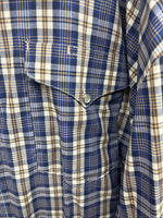 New Men’s Mesquite Blue Flannel Long Sleeve Peal Snap 3XL E-57