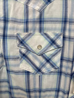 Me Women’s Cumberland Blue Plaid Long Sleeve Pearl Snap XL II-92