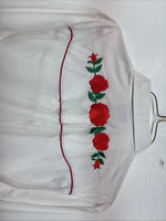 New Women’s Country Charmers White Rose Long  Sleeve Pearl Snap Large KK-118