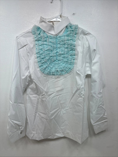 New Women’s Trail Ridge White Blue Long Sleeve Half Zip Size 36 TT-95