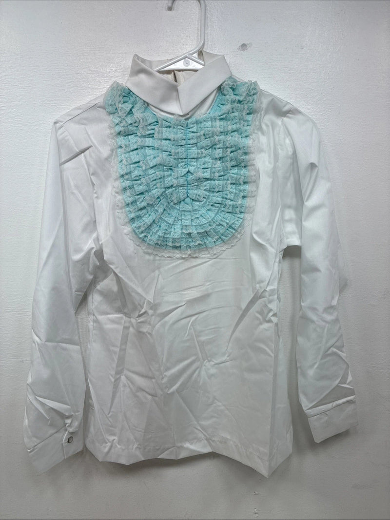 New Women’s Trail Ridge White Blue Long Sleeve Half Zip Size 36 TT-95