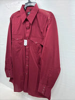 New Men’s White Horse Burgundy Simple Long Sleeve Pearl Snap Large K-67