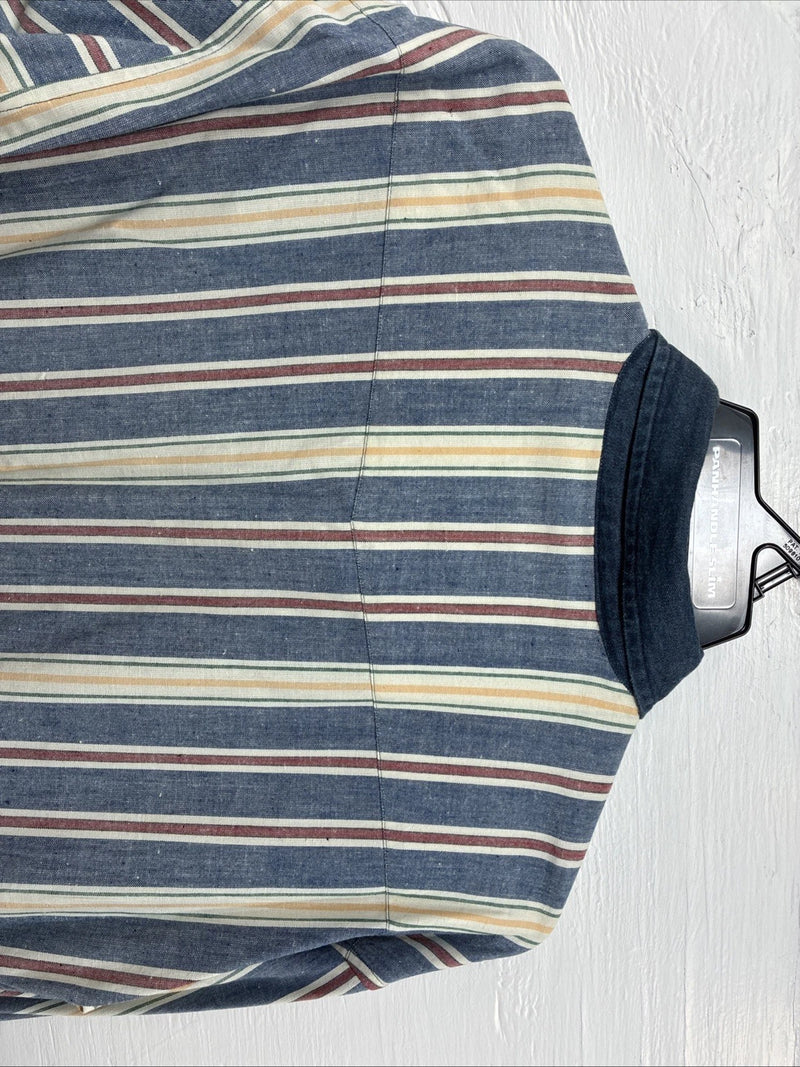New Men’s Panhandle Slim Multicolor Stripe Long Sleeve Button Up Large Q-52