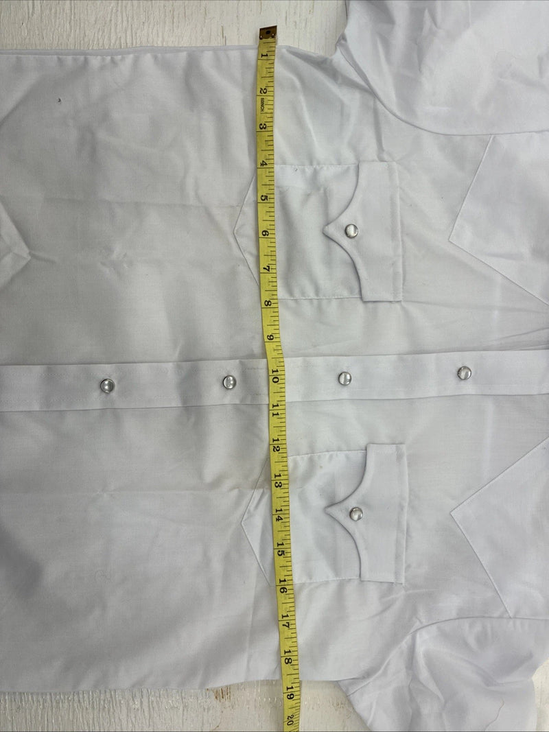 New Boys Champion Western White Long Sleeve Pearl Snap Size 16 CC-77