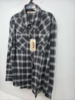 New Women’s Cumberland Gray Plaid Long Sleeve Pearl Snap XL LL-7