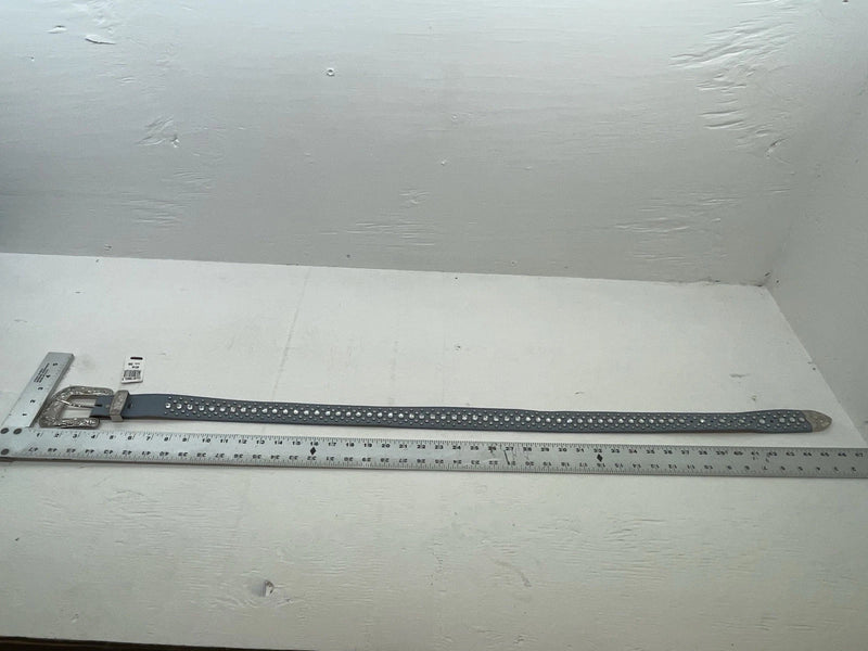 New Blue Genuine Leather 3D Silver Bling 38” Belt #667 JJ-80 