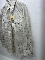 New Men’s White Floral HbarC Ranchwear Long Sleeve Pearl Snap Shirt 16x34 L S-32
