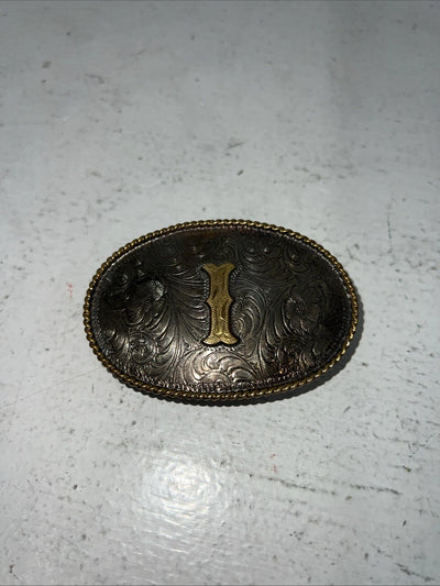 New Children’s Western Productions Copper Gold “I” Oval Belt Buckle. GM13 F-21