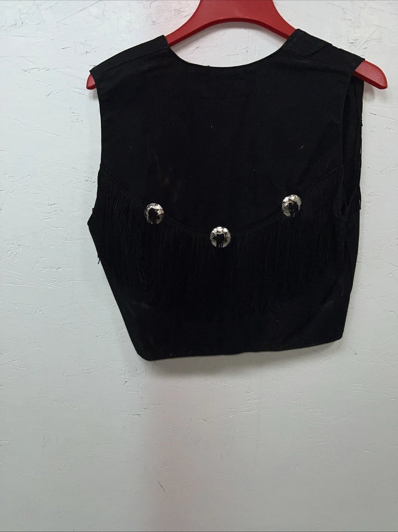 New Women’s Black Fringe Western Express Vest XL UU-43