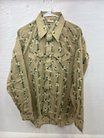 New Men’s ELY Plains Green Floral Long Sleeve Pearl Snap 16 X 36 Large CC-23