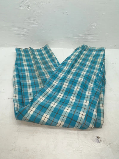 New Vintage Blue Plaid Prior Polyester Pants #C18530 VV-20