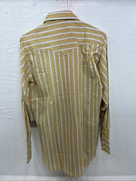 New Men’s Fenton Yellow Stripe Long Sleeve Pearl Snap 15 Medium AA-65