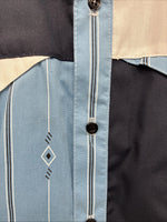New Men’s Cowboy Threads Blue White Design Short Sleeve Button Up XL R-73
