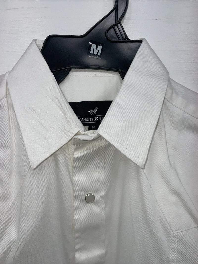 New Men’s Western Express White Long Sleeve Pearl Snap Medium B-89