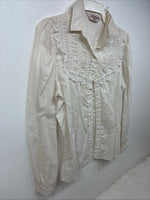 New Women’s Stage West White Pearl Long Sleeve Button Up Size Medium YY-75