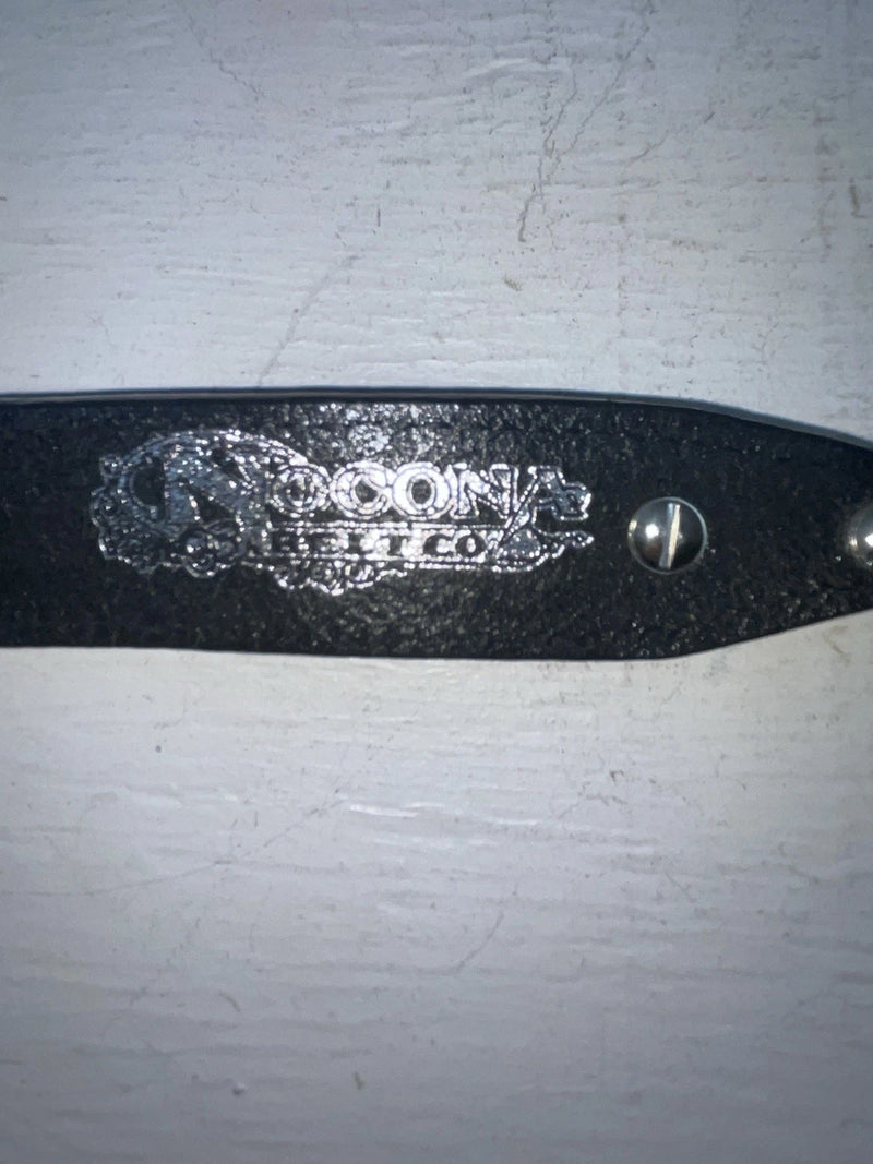 New Black Genuine Leather Nocona Silver Pendent 22” Belt #N4412001 NN-93