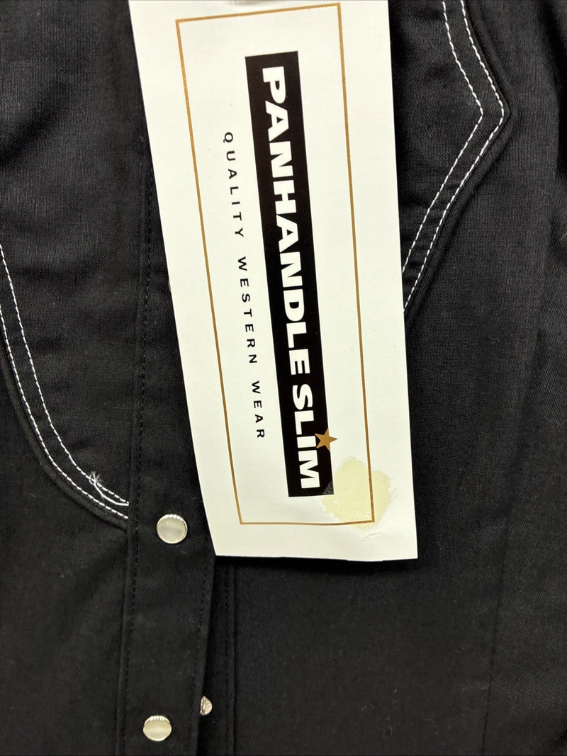 New Women’s Panhandle Slim Black Short Sleeve Pearl Snap Medium TT-23